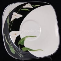 Sango BLACK LILIES  Quadrille #5101 Porcelain Saucer